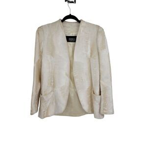 Vtg 50's Bergdorf Goodman On The Plaza Metallic Satin Sheen Faux Fur Blazer Sz S